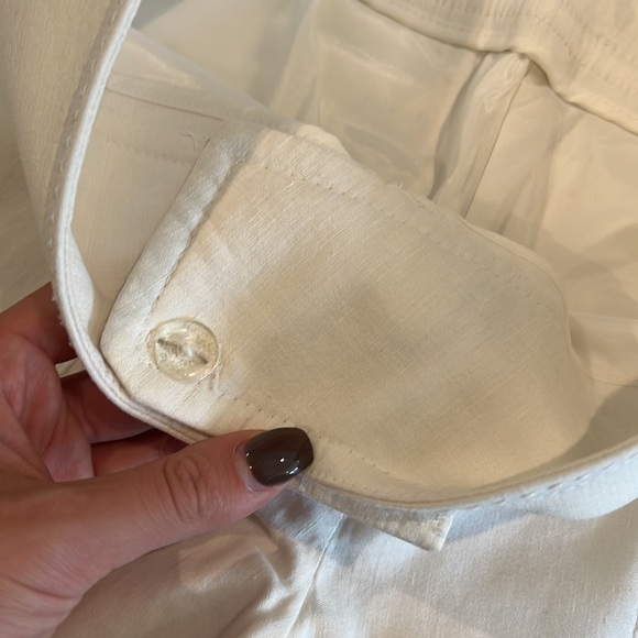 Bebe White High Rise Flare Linen Blend Pants - Picture 5 of 8